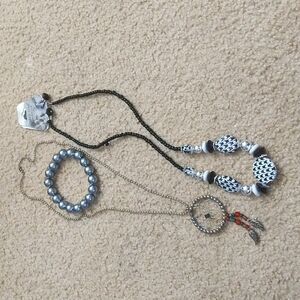 Jewelry Bundle:Dreamcatcher Necklace, Chunky Gray Bracelet, and Jewelery Set